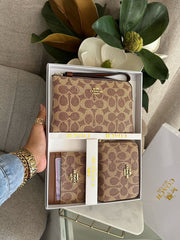 Coach 3pc set pouch Wallet card holder