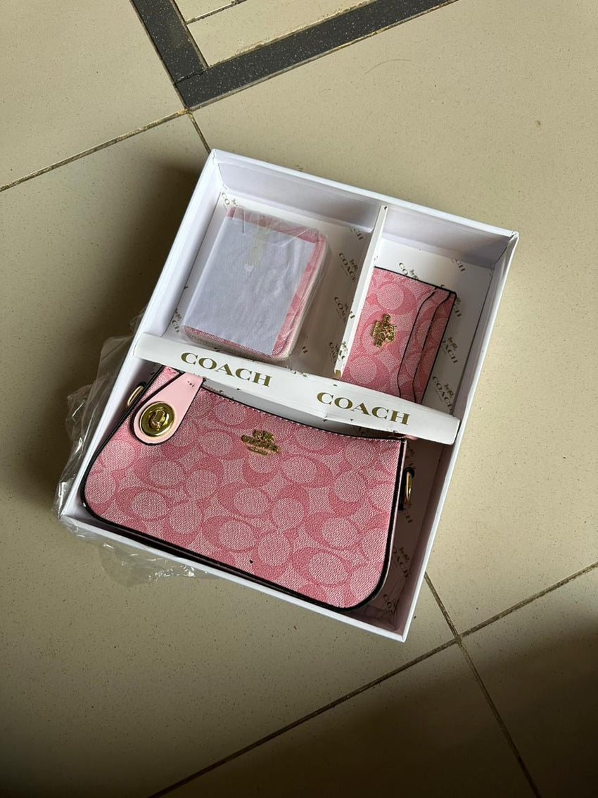 Coach 3pc set pouch Wallet card holder