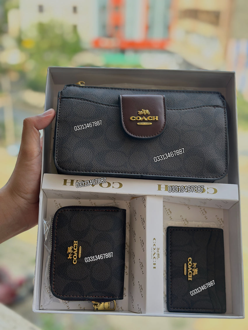 Coach 3pc set pouch Wallet card holder