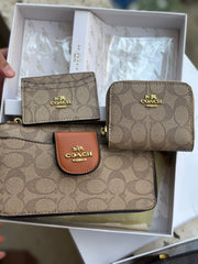 Coach 3pc set pouch Wallet card holder