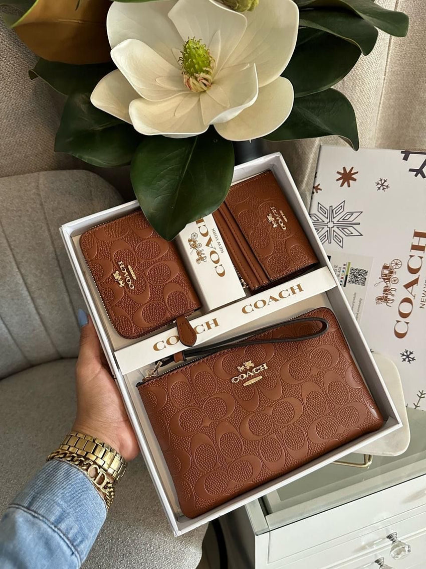 Coach 3pc set pouch Wallet card holder