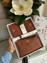 Coach 3pc set pouch Wallet card holder