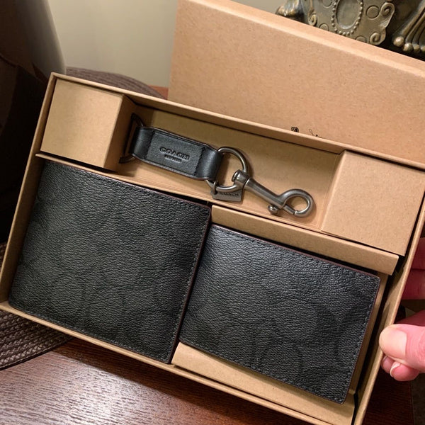 Coach leather 2 in 1 wallet keychain