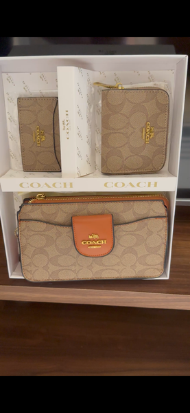 Coach 3pc set pouch Wallet card holder